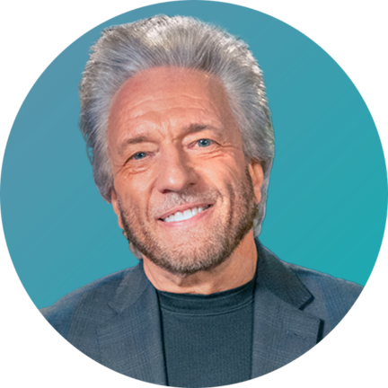 Gregg Braden Headshot on Teal Subtle Gradient Background