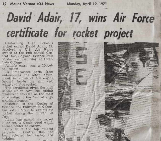 David Adair newspaper clip