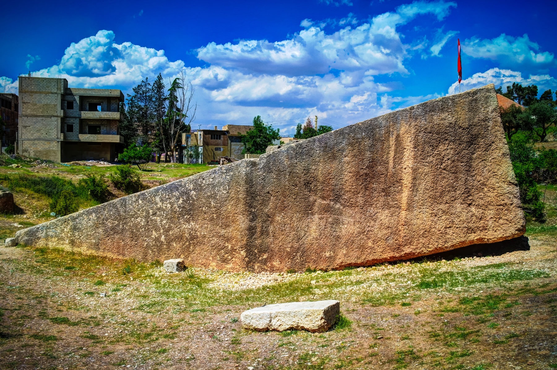 colossal boulder aka south stone near ruins of baalbek beqaa valley lebanon