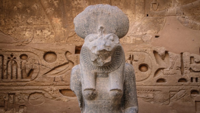 Statue of Sekhmet, Egyptian goddess with a lioness head.