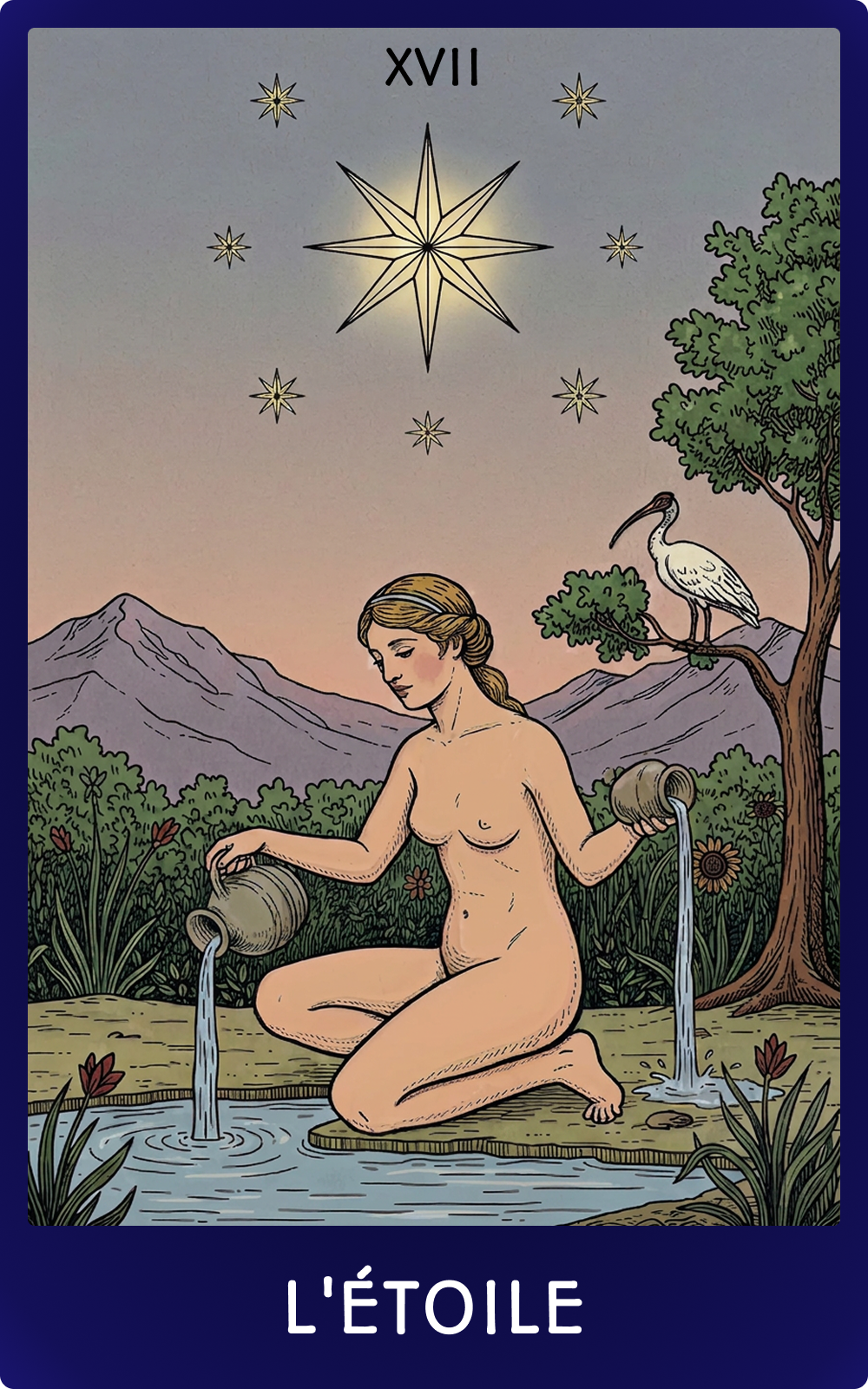 L'Étoile, carte XVII des Arcanes majeurs du tarot Rider-Waite