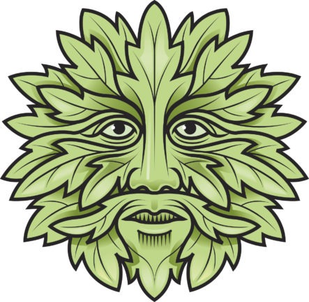 Nature Spirit Elf GREEN MAN Stained Glass Look SUNCATCHER,Pagan Rebirth Symbol 