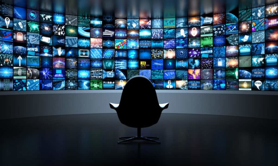 Digital Media concept wall of smart TV screens