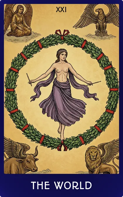 The World, card XXI of the Rider-Waite Major Arcana
